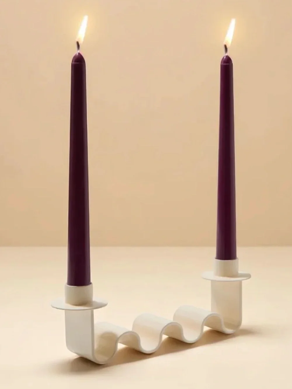 Helen White Wavy Two-Taper Candle Holder